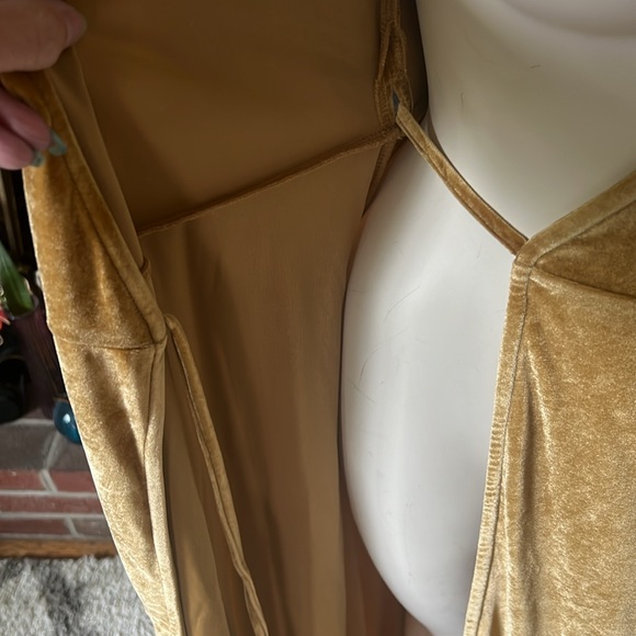 Gold Velvet Wrap Dress - Picture 6 of 8